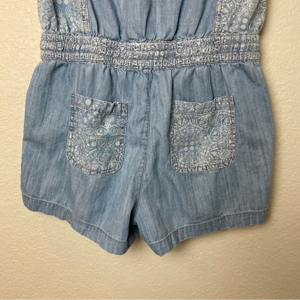 Life In Progress Chambray Button Down Romper W/Fl… - image 3
